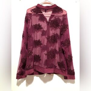 Torrid Sheer Embroidered Zipper Women’s Jacket Size 2 (XXL) Summer Casual